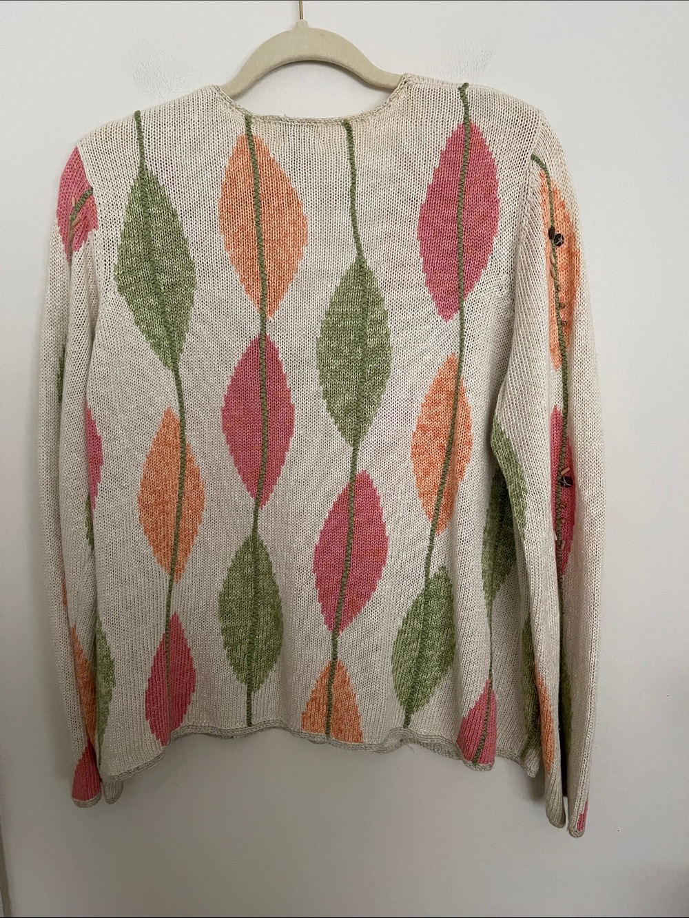 Vintage Sigrid Olsen Sport Embellished Leaf Pattern Cardigan Size Large nwot - Picture 4 of 11